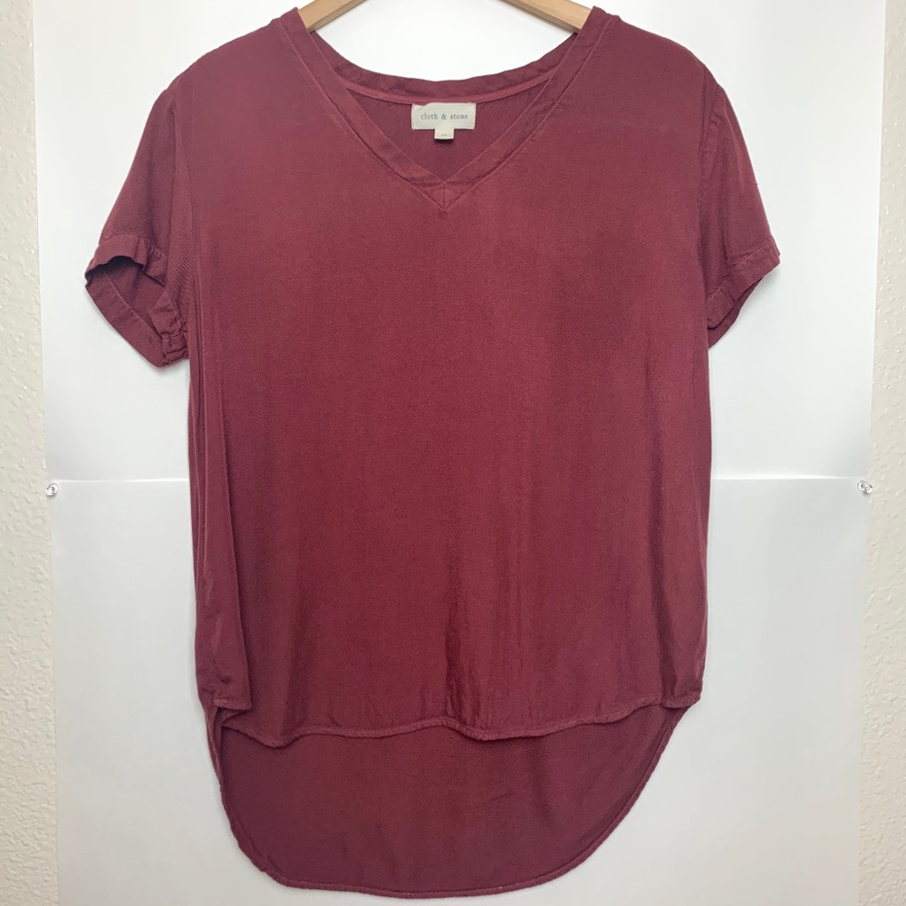 CLOTH & STONE V-Neck Short Sleeve High-Low T Shirt